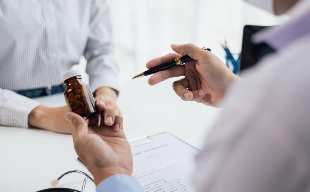 Doctor providing information about Methocarbamol to client.