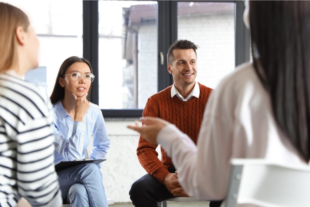 People share their experiences during a treatment session through our New Brunswick drug and alcohol rehab resources
