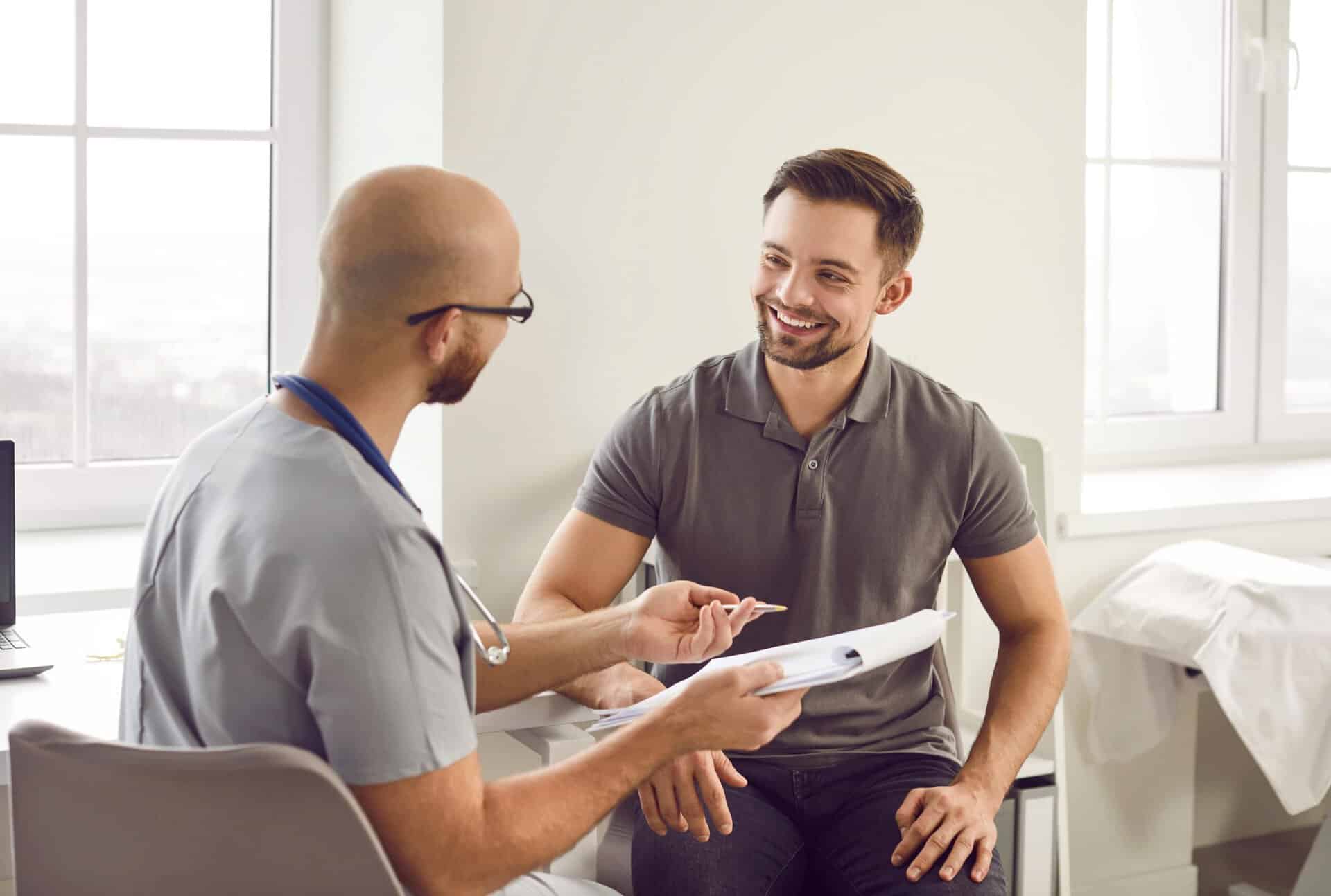 A man enjoys a consultation for new jersey medication-assisted treatment.