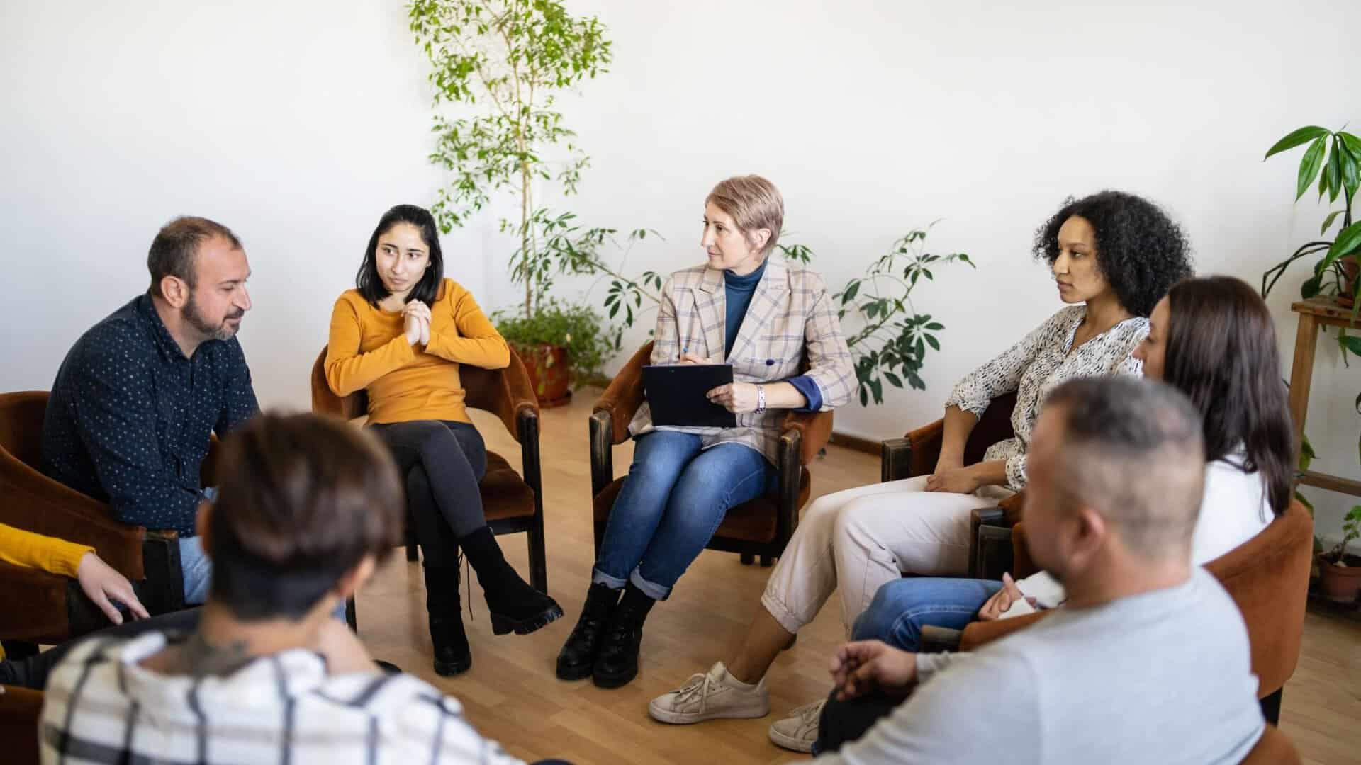 Group therapy at an outpatient rehab in Egg Harbor City, NJ.