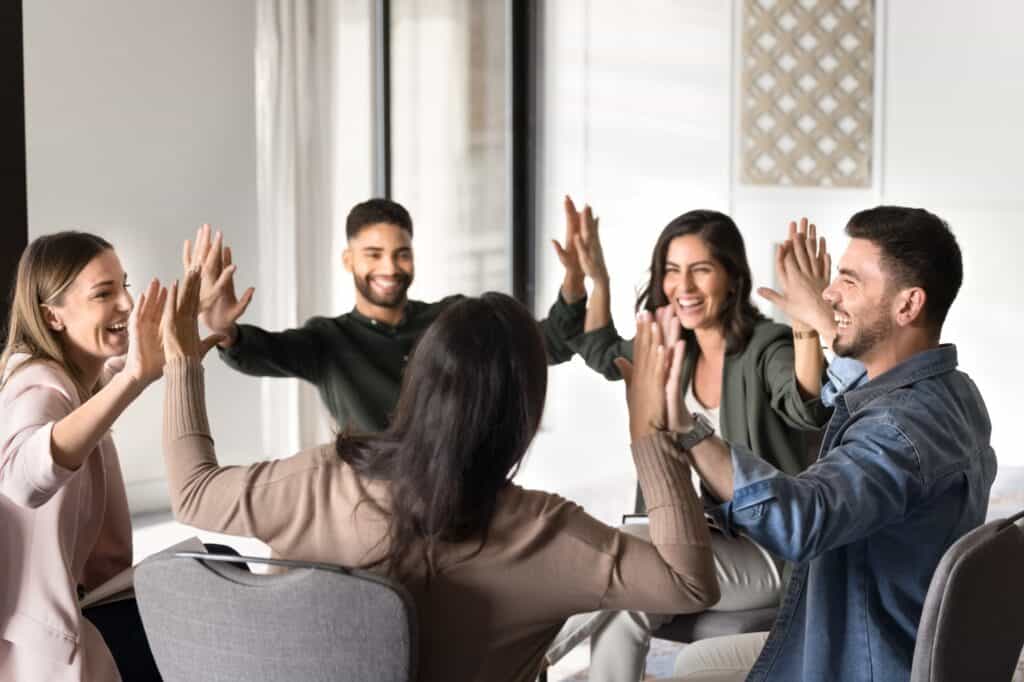 A group therapy exercise during panic disorder treatment in New Jersey.