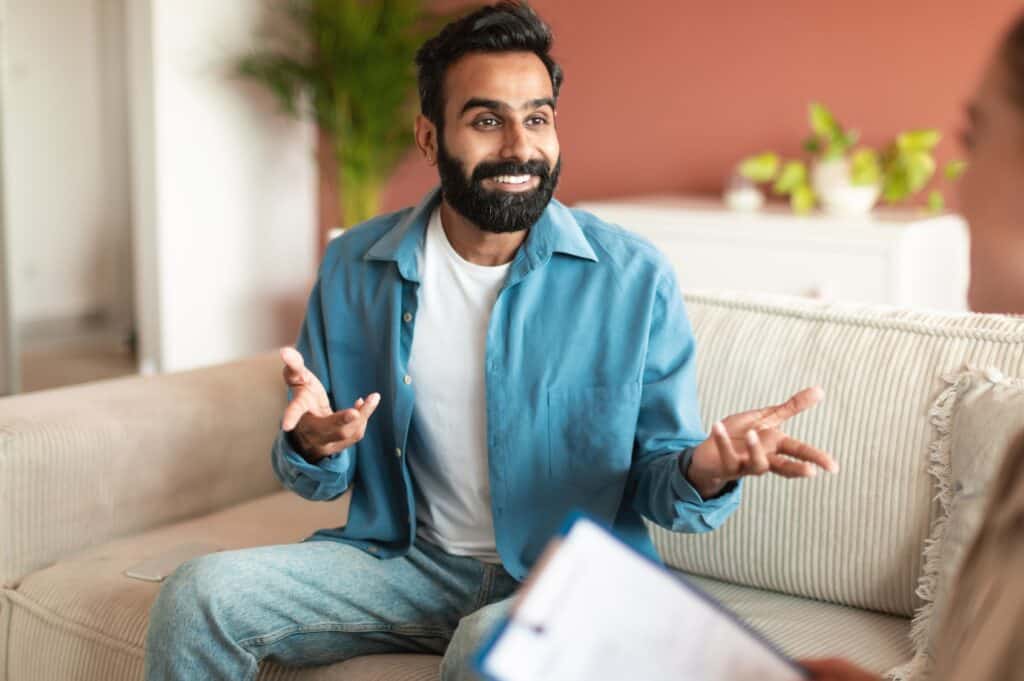 A man learn about healthy coping mechanisms during acute stress disorder treatment in New Jersey.