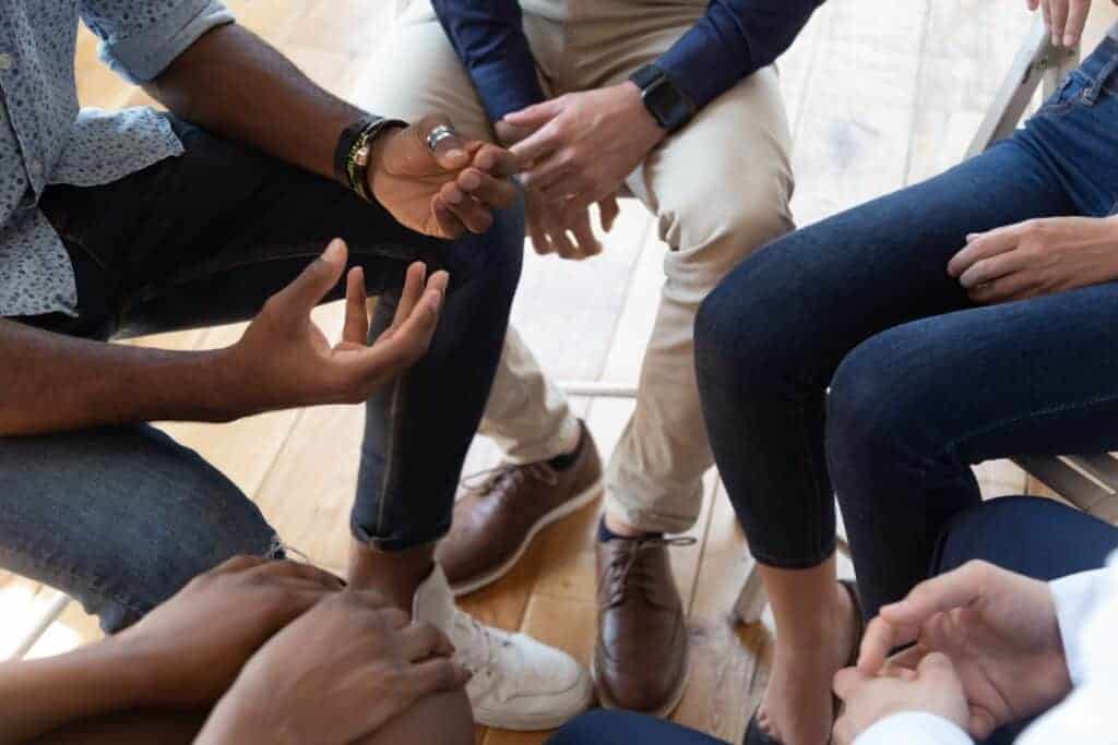 Group discussion about drug addiction.